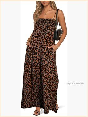 Polka Dot Maxi Dress with Pockets - Smocked Spaghetti Strap Summer Beach Dress